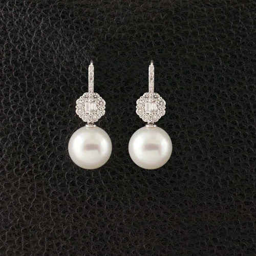 Pearl & Diamond Dangle Earrings