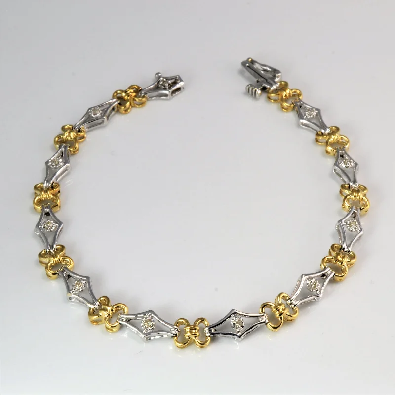 Two Tone Gold Diamond Chain Bracelet | 0.11 ctw, 7''|