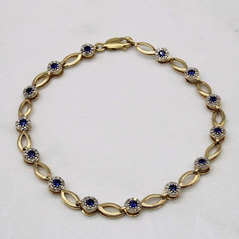 Sapphire & Diamond Halo Bracelet | 0.56ctw, 0.21ctw | 7.5" |