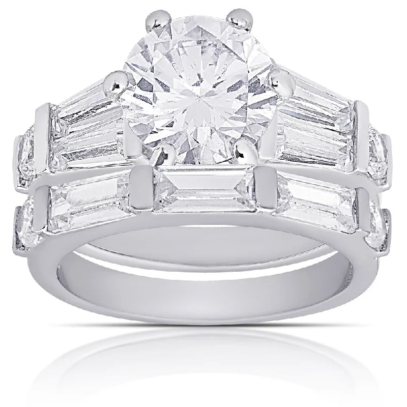 Dolce Giavonna Silver Overlay Cubic Zirconia Bridal Ring Set