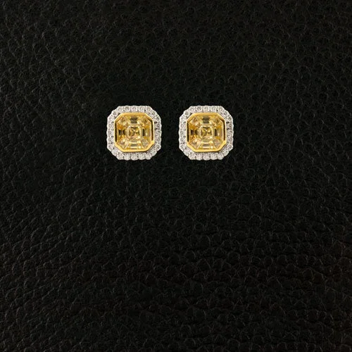 Yellow Sapphire & Diamond Earrings