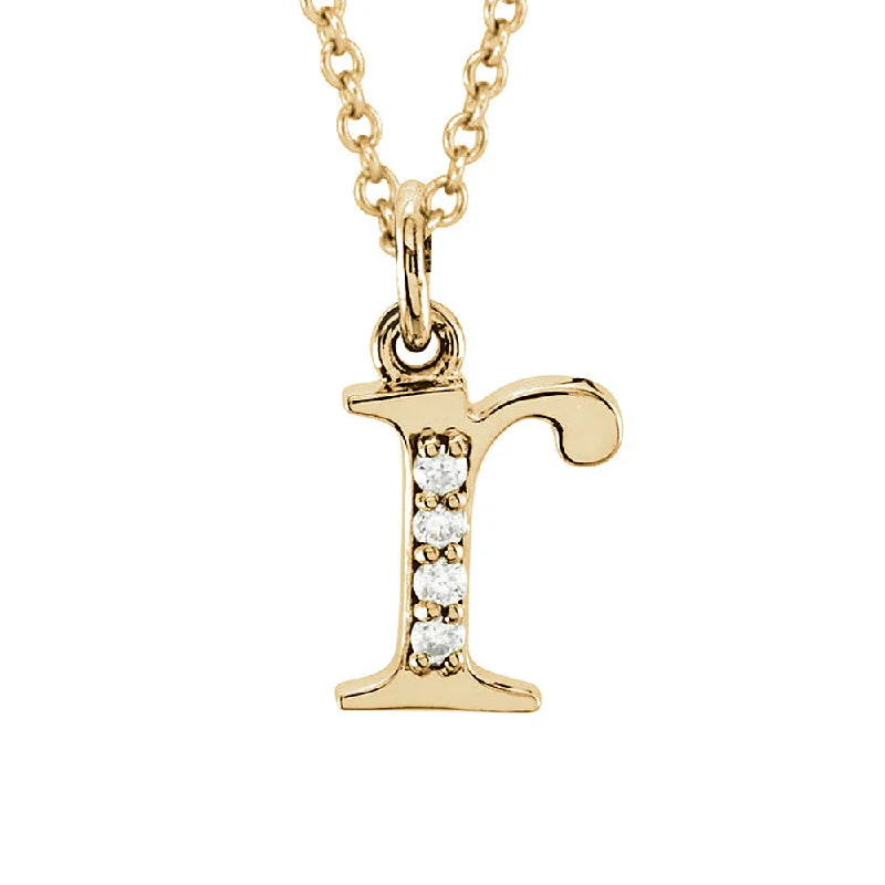 The Abbey 14k Yellow Diamond Lower Case Initial 'r' Necklace 16 Inch