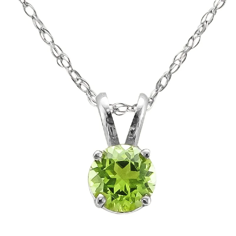 14KT GOLD .50 CT ROUND PERIDOT SOLITAIRE NECKLACE