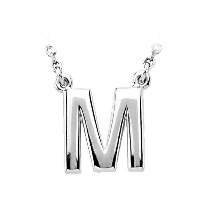 Sterling Silver, Kendall Collection, Block Initial M Necklace, 16 Inch