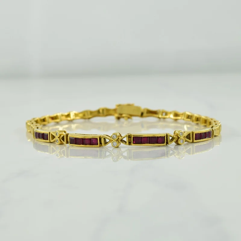 Ruby & Diamond Bracelet | 0.64ctw, 0.03ctw | 7.25" |