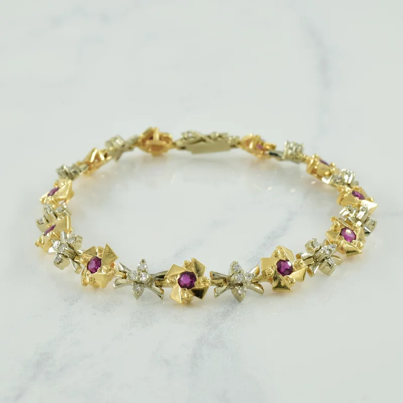 Ruby & Diamond Bracelet | 1.00ctw, 0.40ctw | 7.25" |