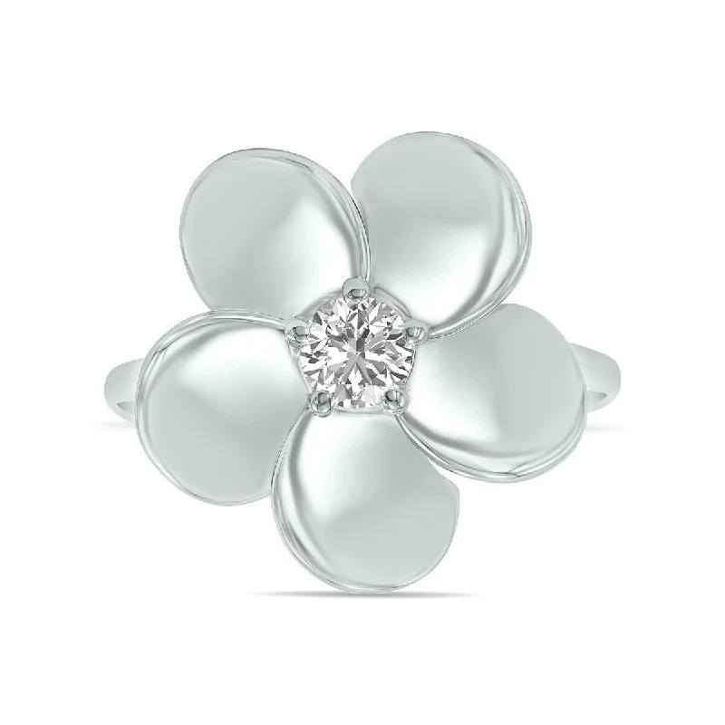 Marquee 1/3 CTW Lab Grown Diamond Flower Ring in 10K White Gold (F-G Color, VS1- VS2 Clarity)