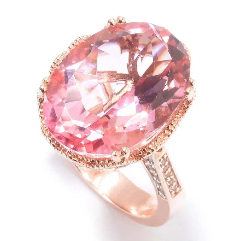 rose Gold Plated Over Sterling Silver White Topaz and Pink Topaz Ring