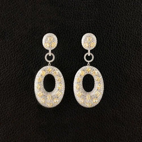 Yellow & White Diamond Dangle Earrings