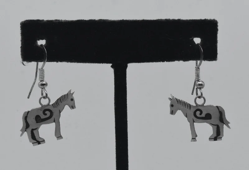 Vintage Sterling Silver Southwestern Horse Earrings