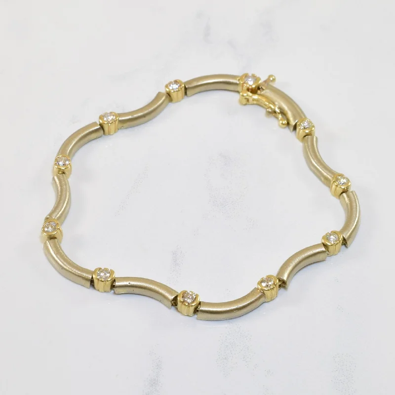 Two Tone Wavy Diamond Bracelet | 0.60ctw | 7.25" |