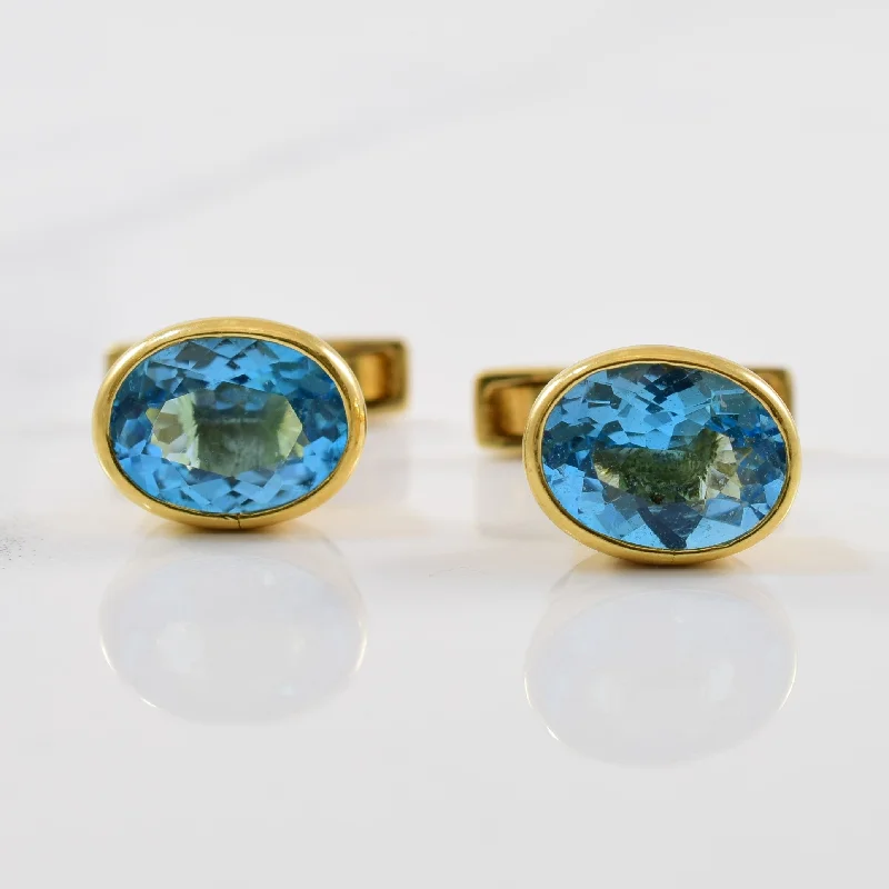 Oval Cut Blue Topaz Cuff Links | 4.00ctw |