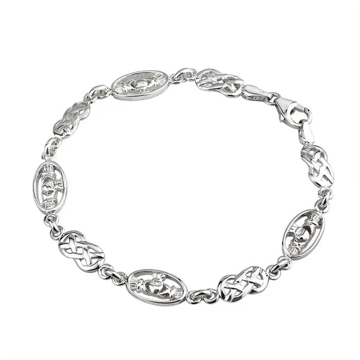 Sterling Silver Claddagh and Celtic Knot Bracelet S5339