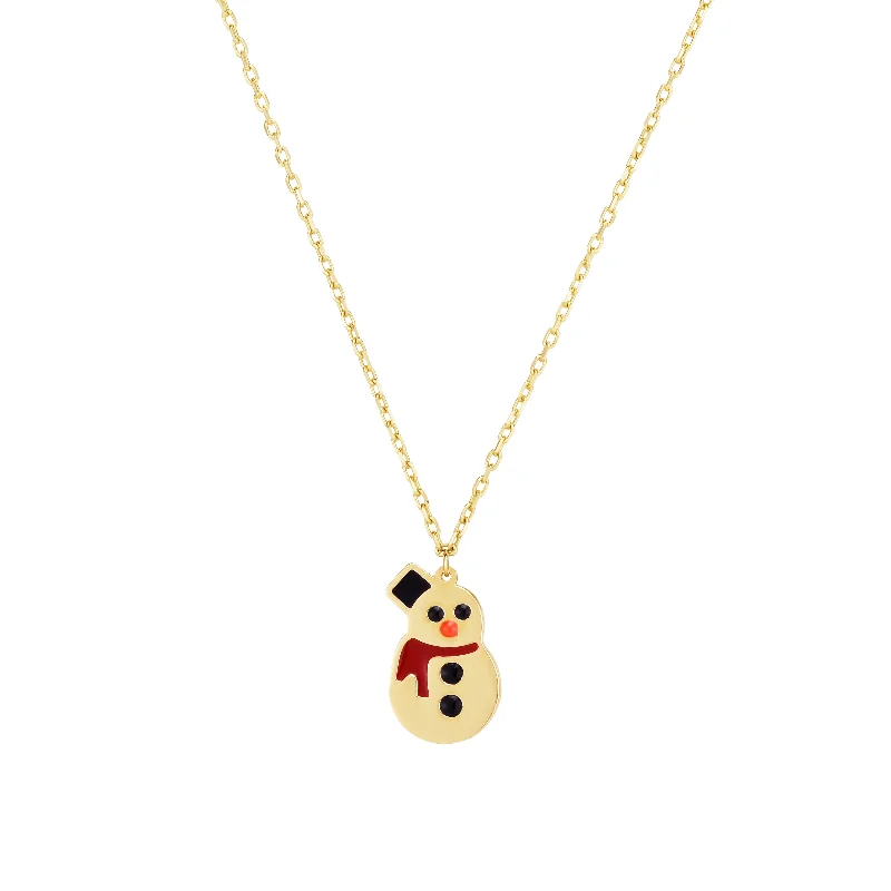 14K Gold Frosty the Snowman Necklace