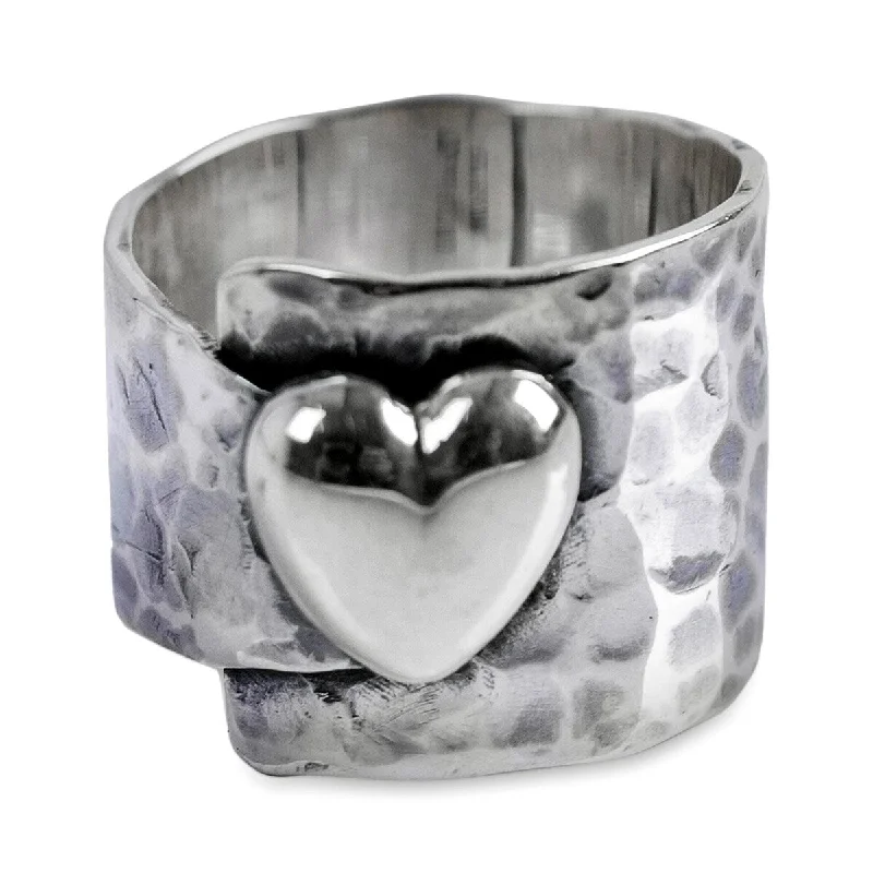 NOVICA Heartfelt Hug, Sterling silver cocktail ring