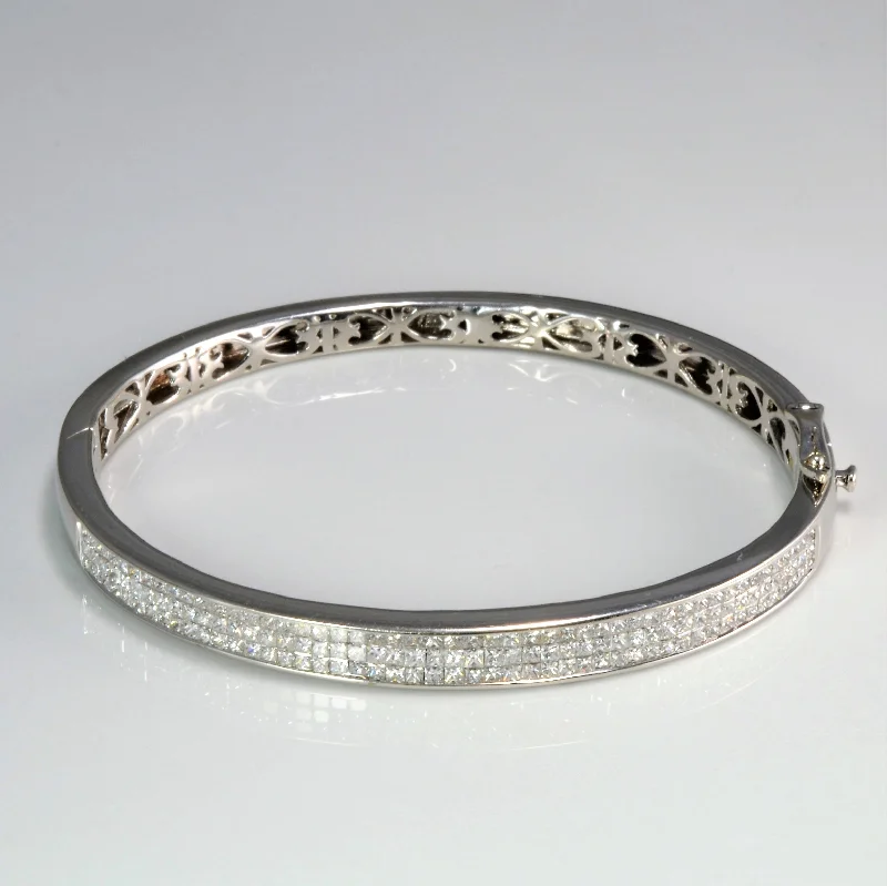 Princess Pave Diamond White Gold Bangle | 3.75 ctw, 8''|