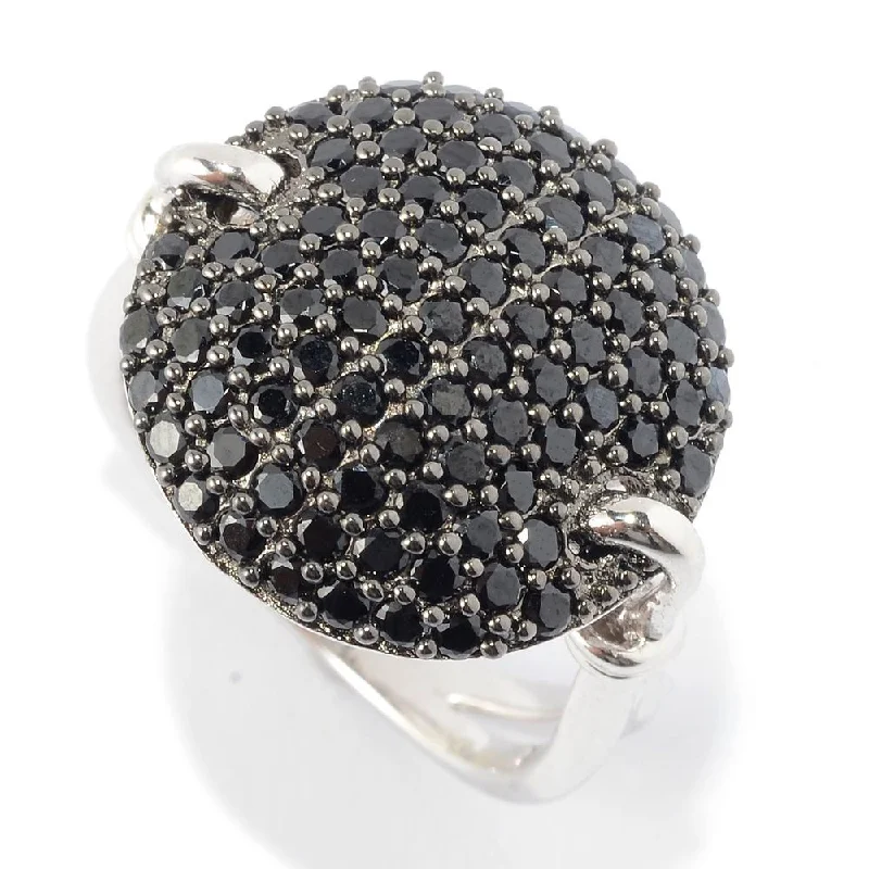 Sterling Silver 1.62 CTW Black Spinel Round Top Ring