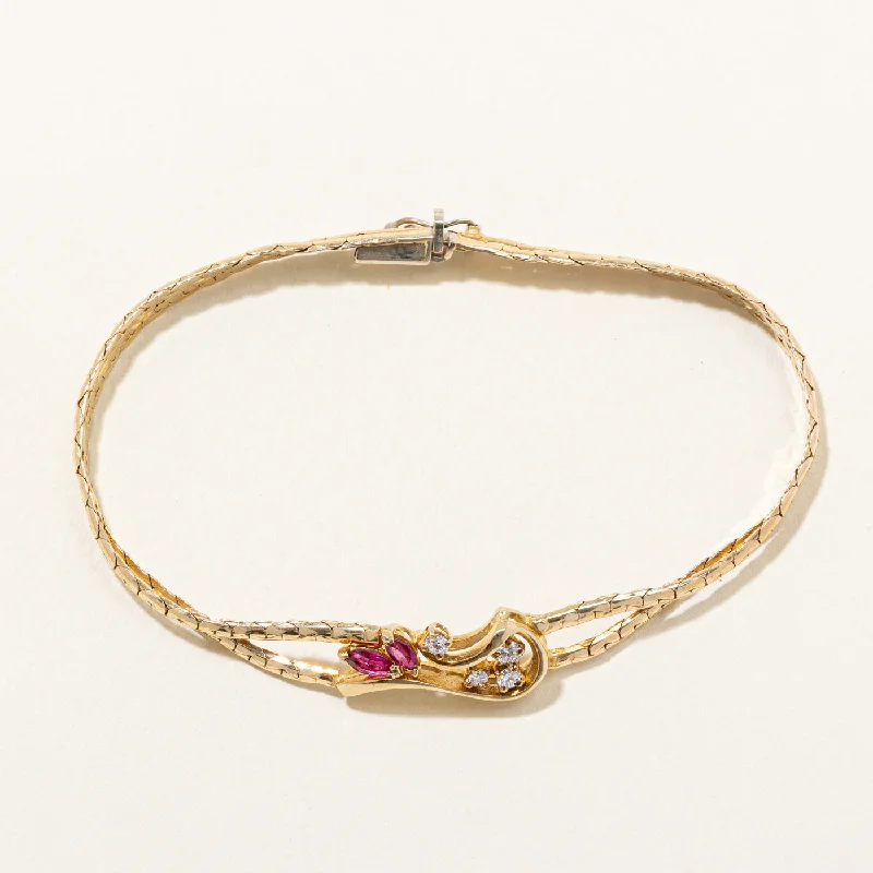 Ruby & Diamond Pendant Bracelet | 0.30ctw, 0.13ctw | 7.25" |