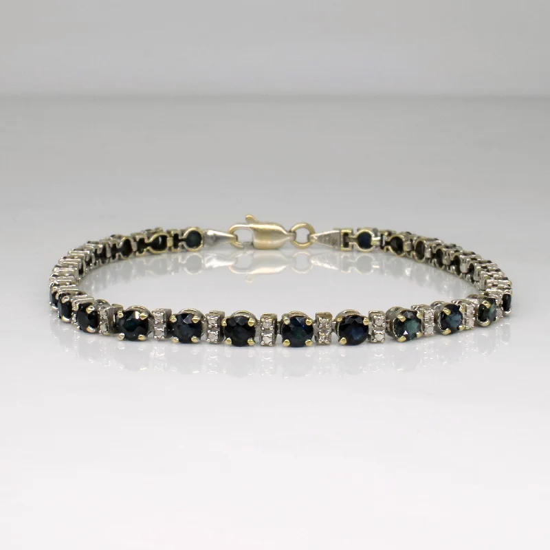 Sapphire & Diamond Tennis Bracelet | 4.25ctw, 0.01ctw | 7.5" |