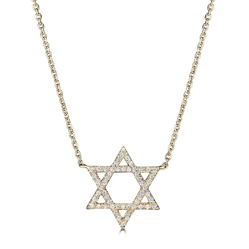 14KT GOLD 0.15 CTW DIAMOND STAR OF DAVID NECKLACE