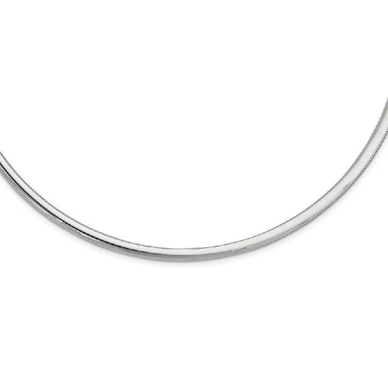 4mm Polished Sterling Silver Neck Collar Necklace, 18 Inch