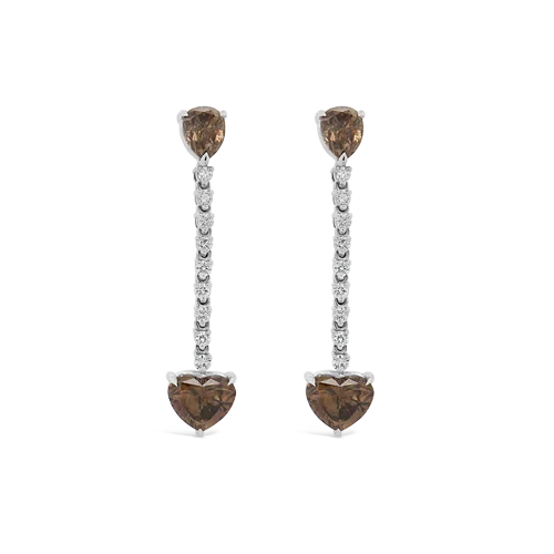 Brown & White Diamond Dangle Earrings