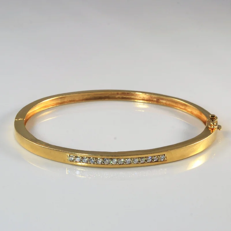 Pave Diamond Yellow Gold Bangle | 0.14ctw | 7.5" |