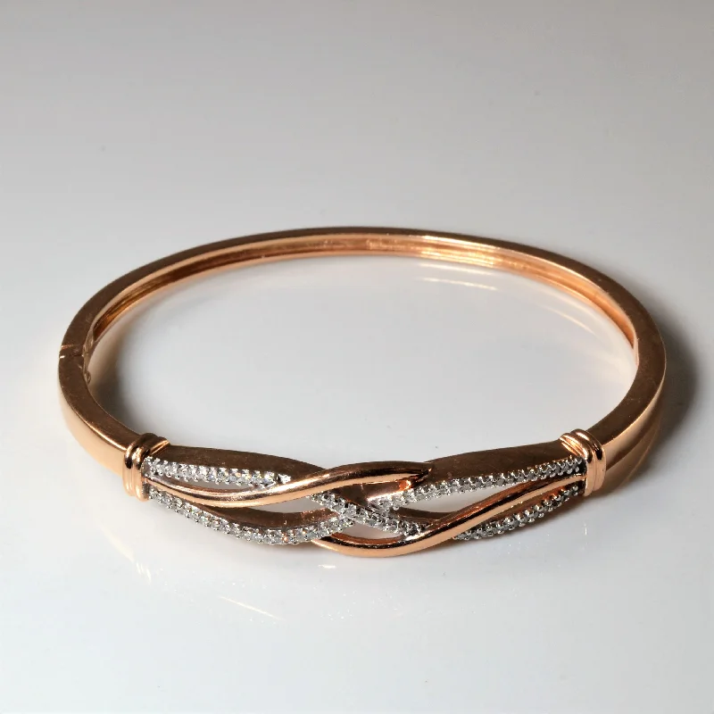 Rose Gold Pave Twist Bypass Bangle | 0.36ctw | 8" |