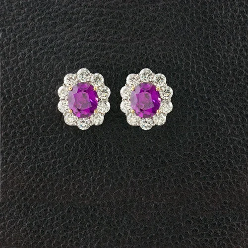 Pink Sapphire & Diamond Earrings