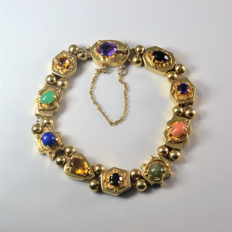 Multi Gemstone Chain Bracelet | 8.00ctw | 7" |