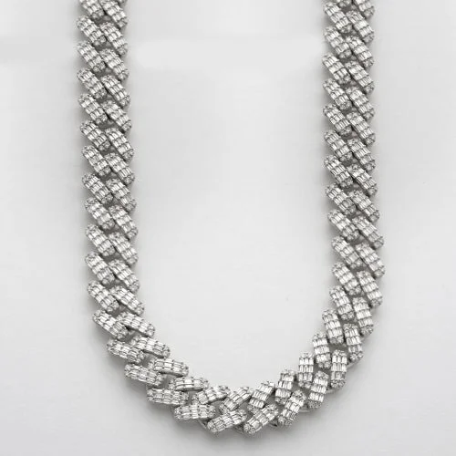 14KW 35.75CTW BAGUETTE DIAMOND MIAMI CUBAN CHAIN