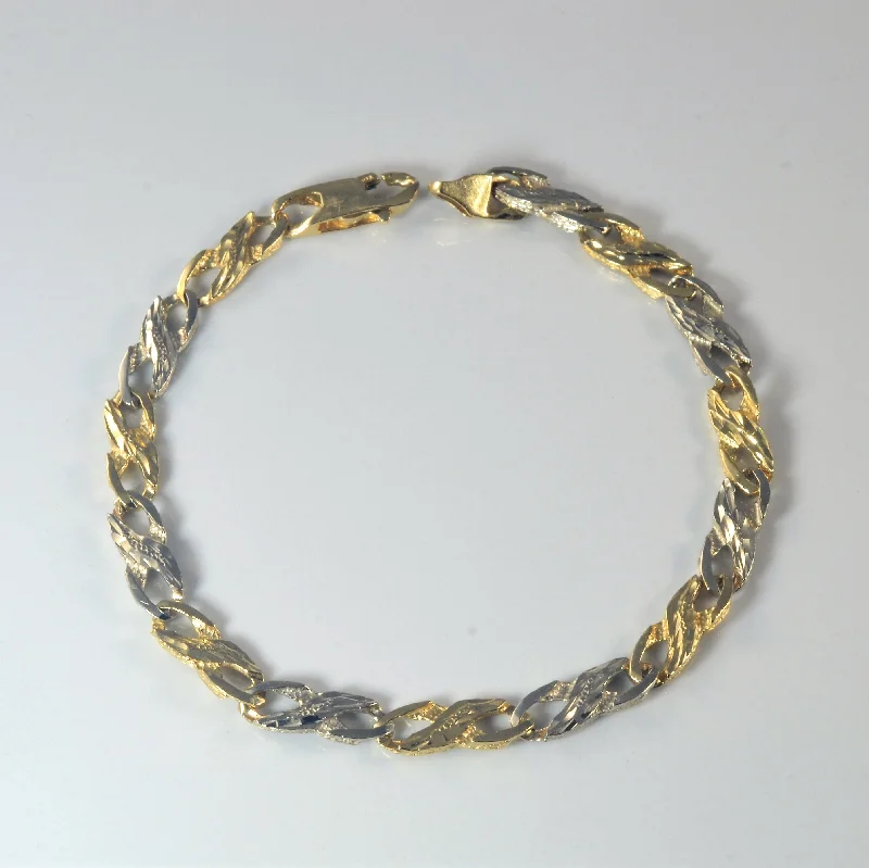 Two Tone Gold Cable Chain Bracelet | 8" |