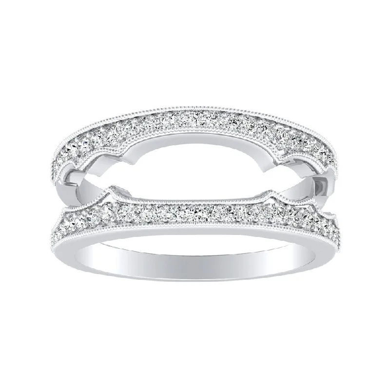 Auriya 1/4ctw Vintage Diamond Wedding Ring Guard Platinum