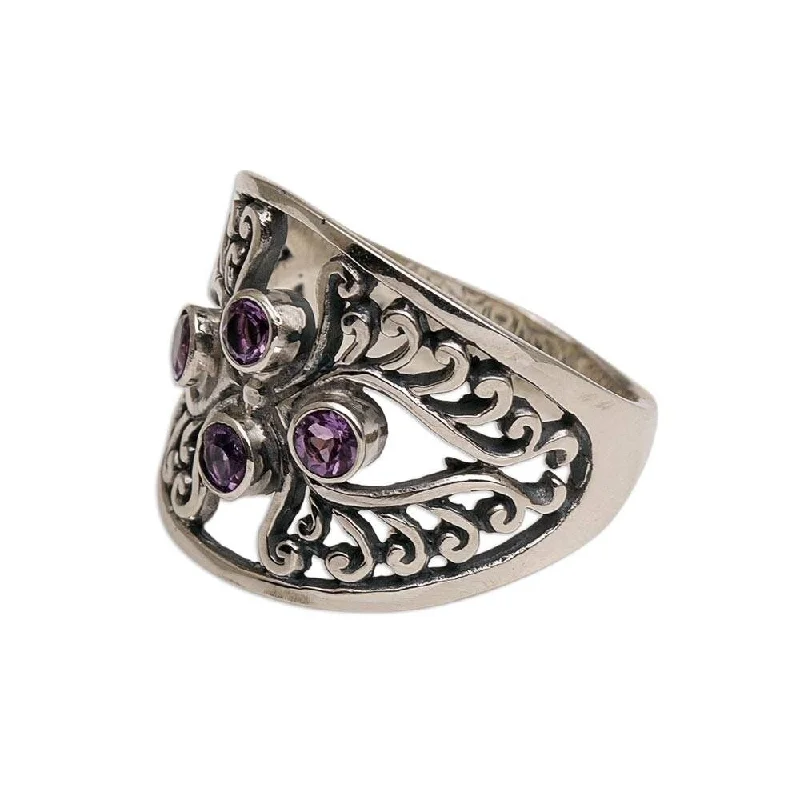 NOVICA Vine Queen, Amethyst cocktail ring