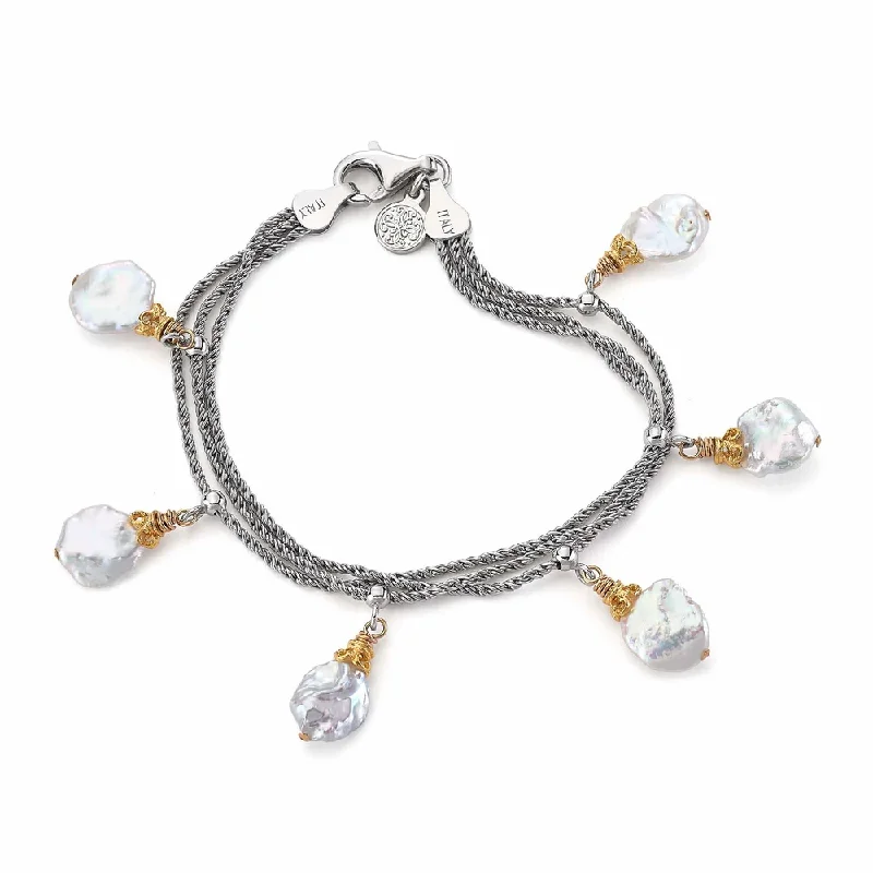 Keshi Pearl Dangle Bracelet with 18k Gold Vermeil