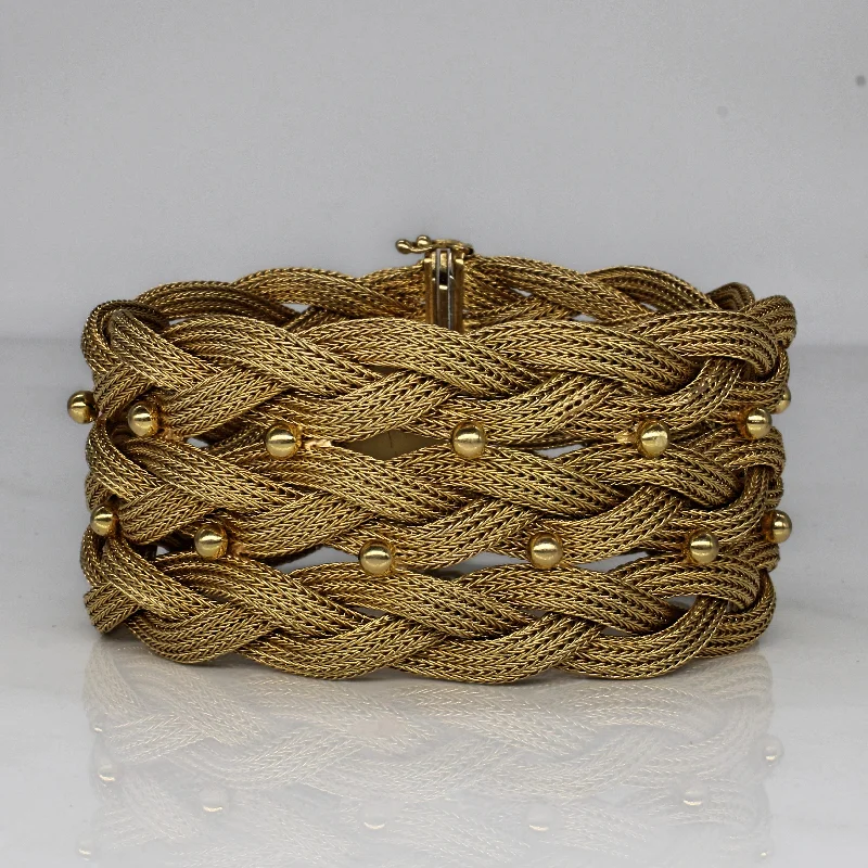 Woven Yellow Gold Braided Bracelet | 7.5" |