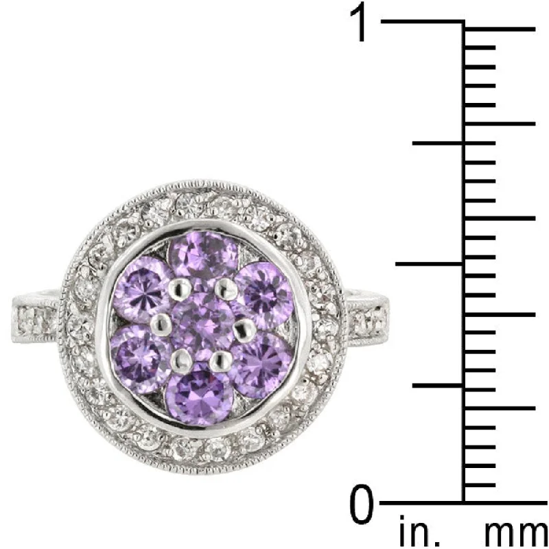 Cubic Zirconia Amethyst Purple Lily Ring For Women