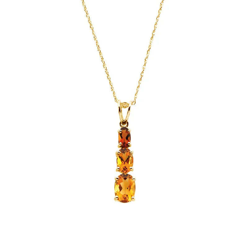 3-Stone Citrine & Madeira Citrine Necklace in 14k Yellow Gold, 18 Inch