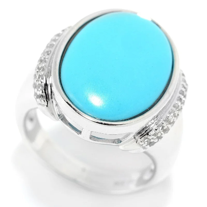 925 Sterling Silver Sonora Beauty Turquoise and White Natural Zircon Ring