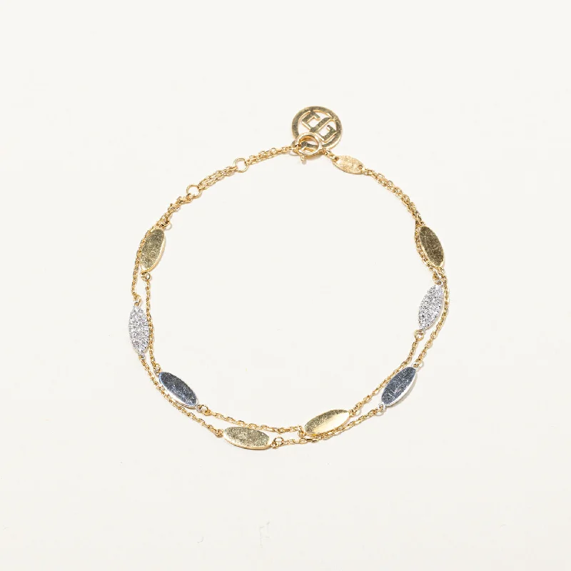 Two Tone Gold Diamond Chain Bracelet | 0.26ctw | 8"|