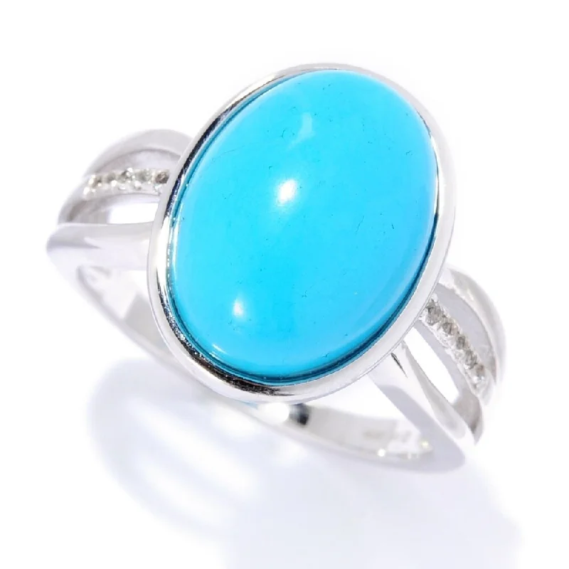 Sterling Silver Sonora Beauty Turquoise & White Topaz Ring