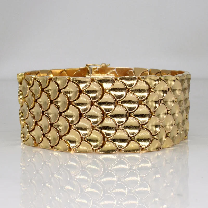 Vintage Italian 18k Yellow Gold Fish Scale Bracelet | 7.5" |