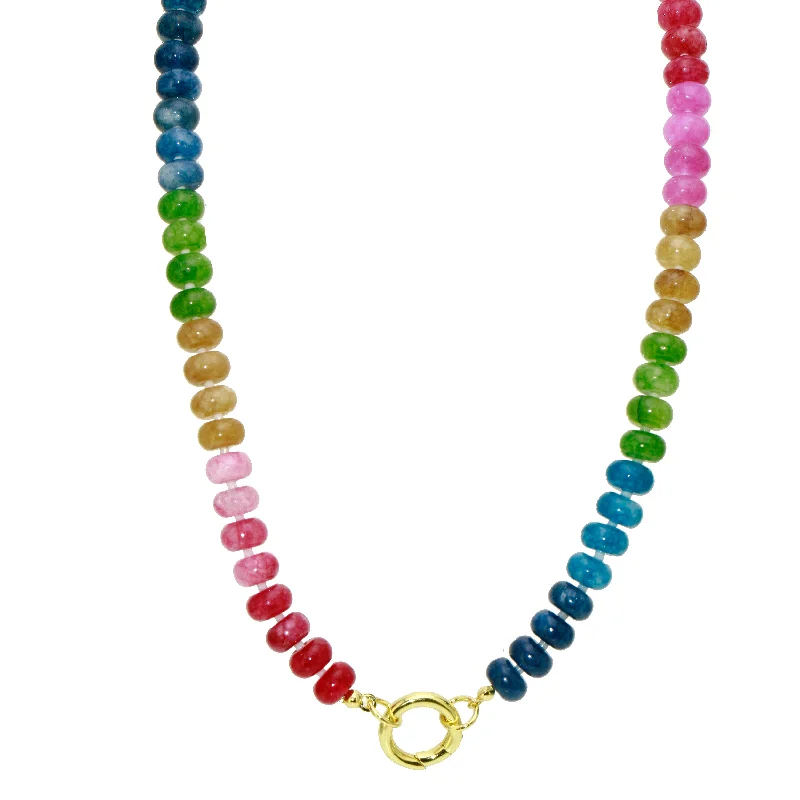 Stone Beaded  Push Clasp Necklace