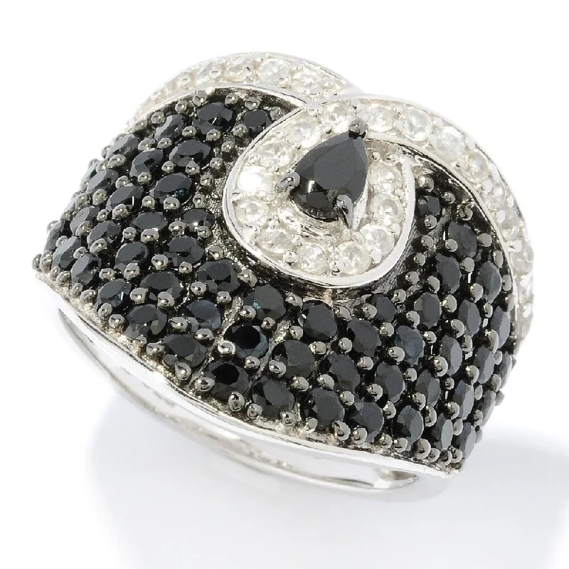 Platinum O/ Silver 3.52Ctw Black Spinel Ring