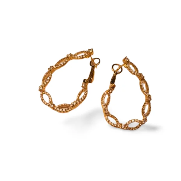 Fabulous 14K Yellow Gold Diamond Hoops Hoop French Clip Earrings