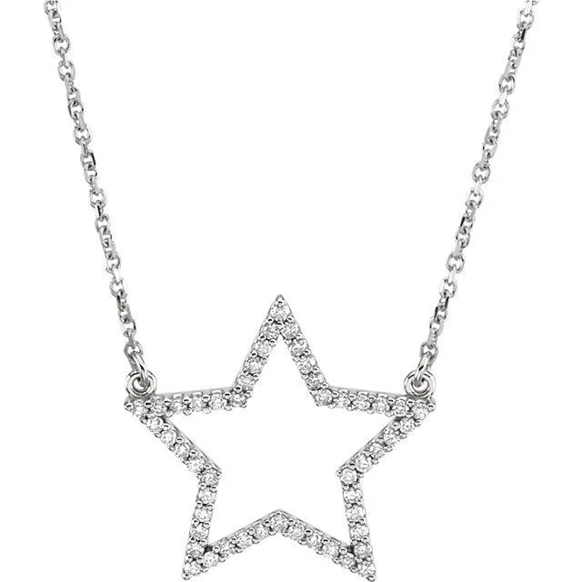 14KT GOLD 1/4 CTW DIAMOND STAR 16" NECKLACE