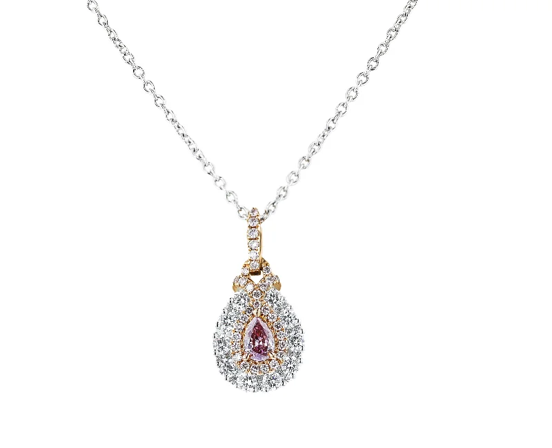 18KT WHITE & ROSE GOLD 0.20CTW PINK & 0.53CTW DIAMOND NECKLACE