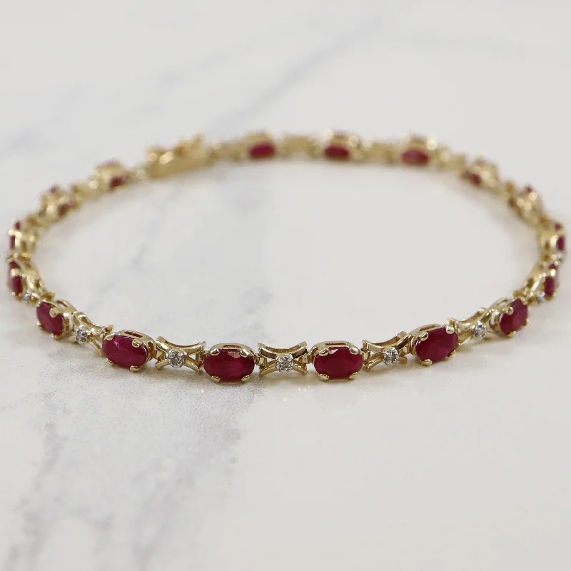 Ruby & Diamond XO Bracelet | 4.25ctw, 0.08ctw | 7.5" |