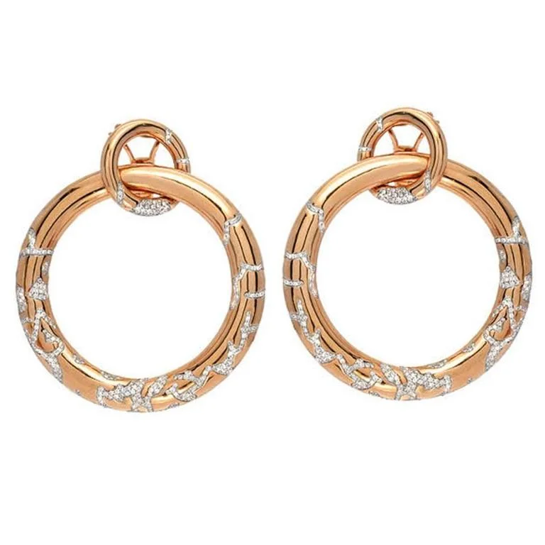 Estate Diamond Gold Hoop Earrings