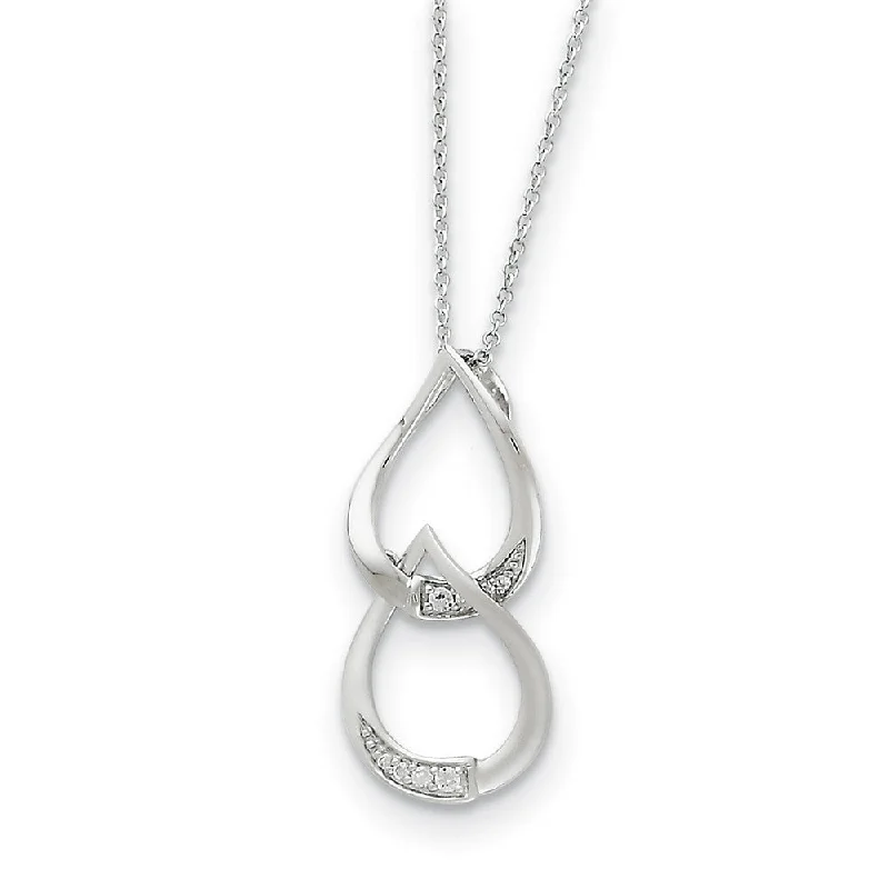 Rhodium Plated Sterling Silver & CZ Tears to Share Necklace, 18 Inch